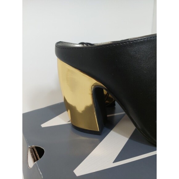 Worthington Women's Size 7 Nelda Mules 7M Black Gold Shiny Heel Slip On - Picture 3 of 13